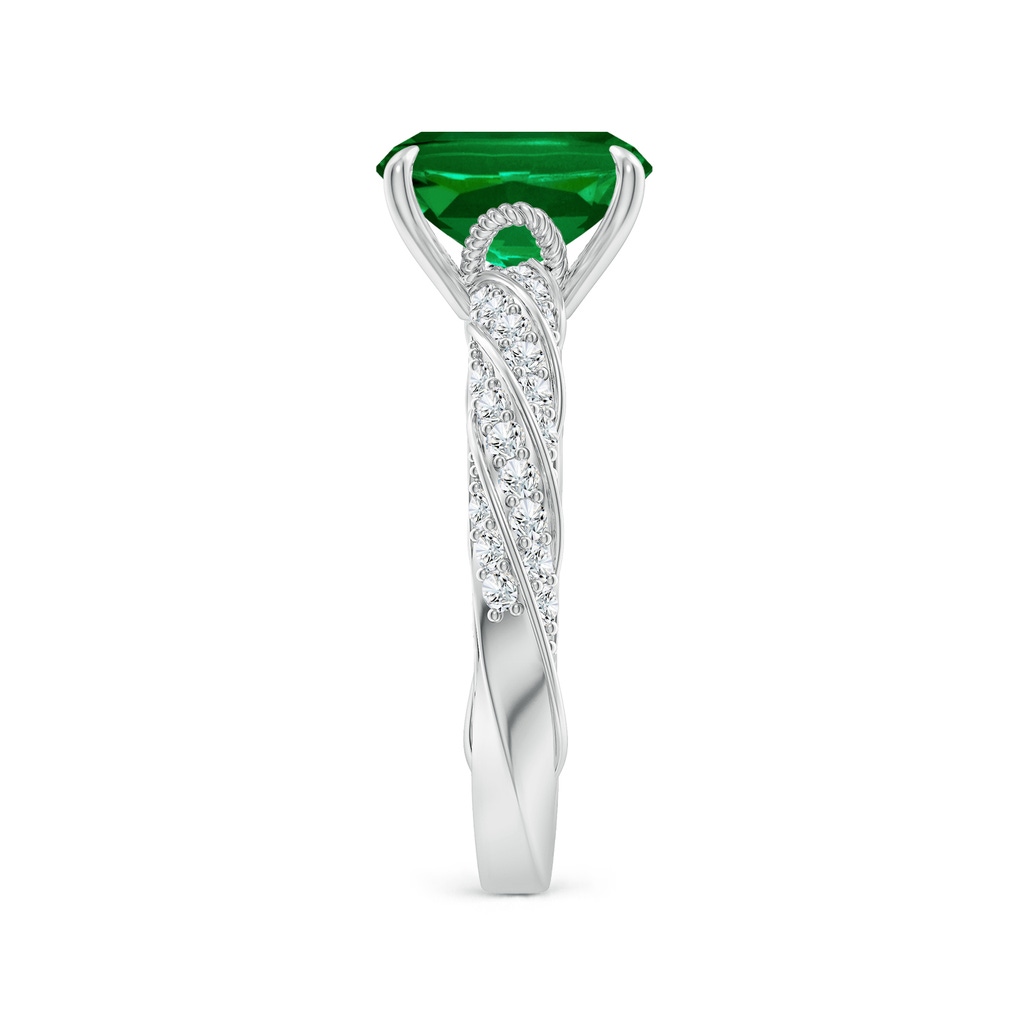 9x7mm Labgrown Cushion Rectangular Lab-Grown Emerald Twisted Rope Shank Engagement Ring in White Gold Side 299