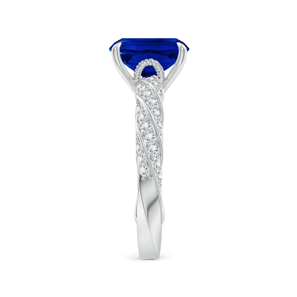 9x7mm Labgrown Cushion Rectangular Lab-Grown Blue Sapphire Twisted Rope Shank Engagement Ring in White Gold Side 299