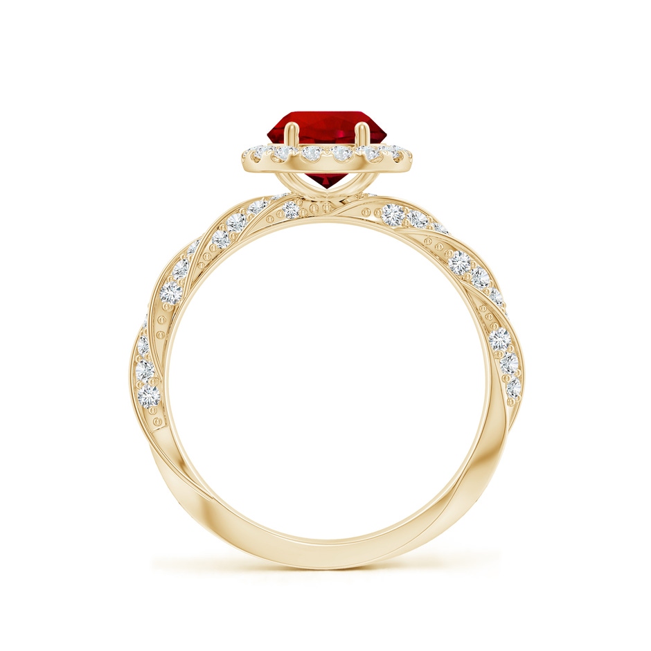 6.5mm Labgrown Round Lab-Grown Ruby Halo Twisted Rope Shank Engagement Ring in Yellow Gold side 199