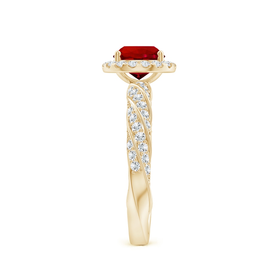 6.5mm Labgrown Round Lab-Grown Ruby Halo Twisted Rope Shank Engagement Ring in Yellow Gold side 299