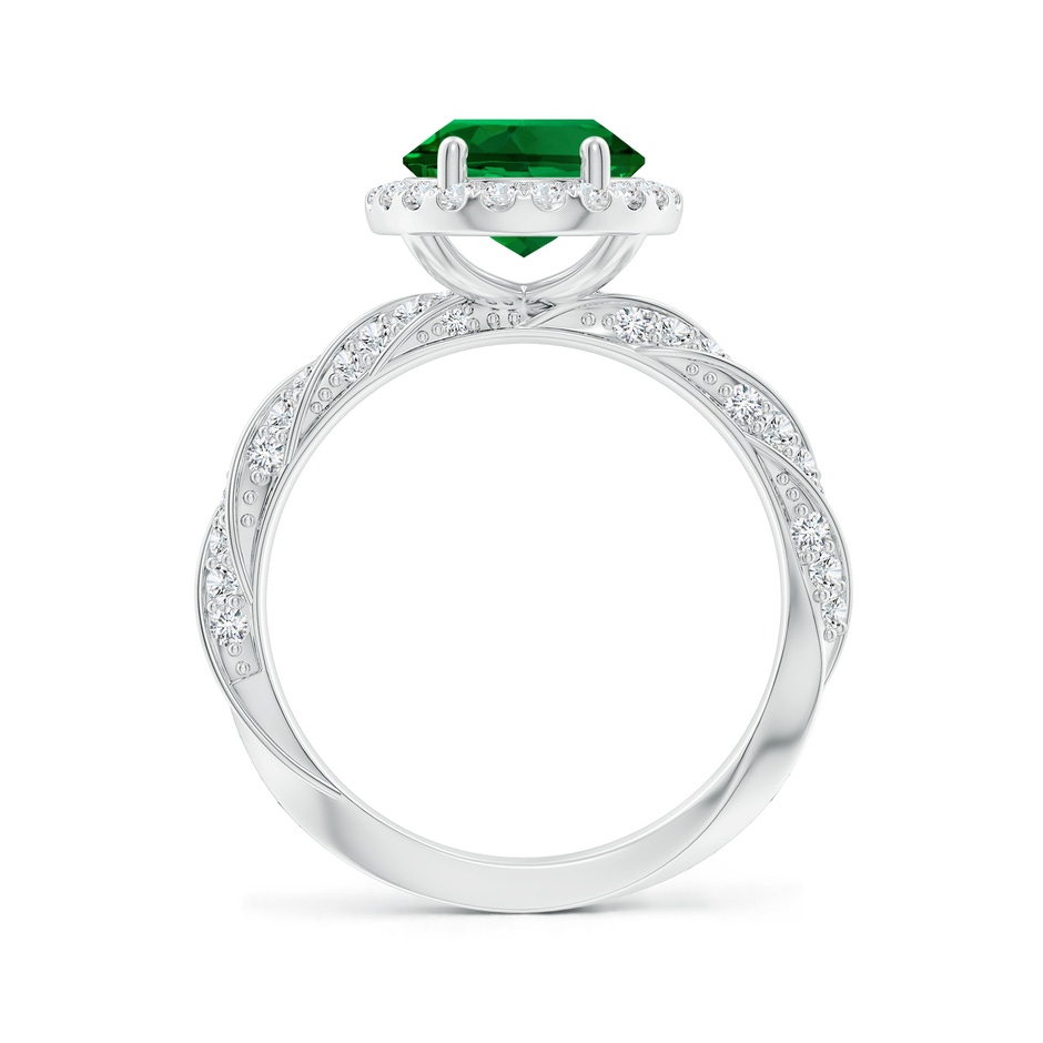 10x8mm Labgrown Oval Lab-Grown Emerald Halo Twisted Rope Shank Engagement Ring in P950 Platinum side 199