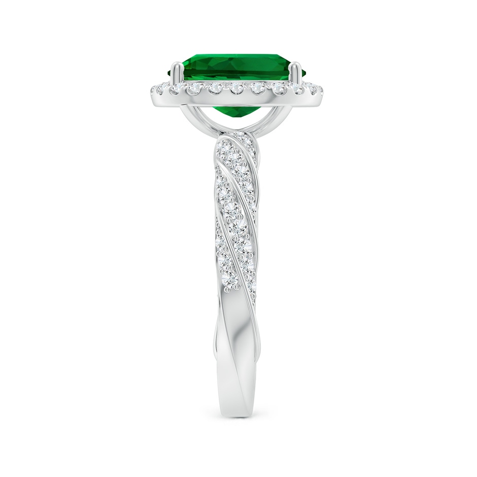 10x8mm Labgrown Oval Lab-Grown Emerald Halo Twisted Rope Shank Engagement Ring in P950 Platinum side 299