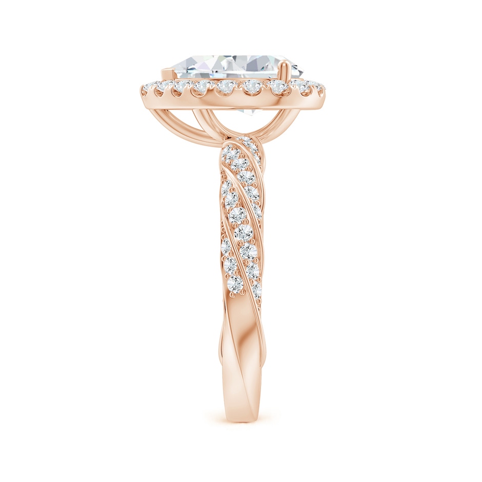 10x8mm FGVS Pear Lab-Grown Diamond Halo Twisted Rope Shank Engagement Ring in Rose Gold side 299