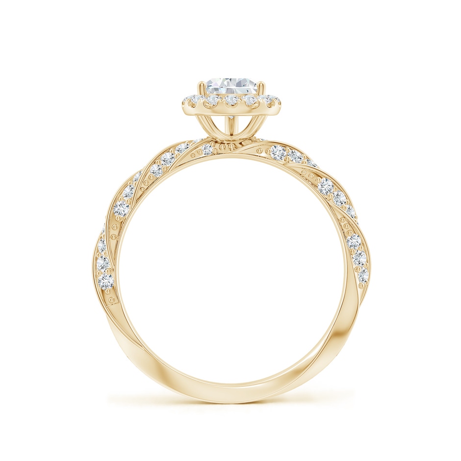 7x5mm FGVS Pear Lab-Grown Diamond Halo Twisted Rope Shank Engagement Ring in Yellow Gold side 199