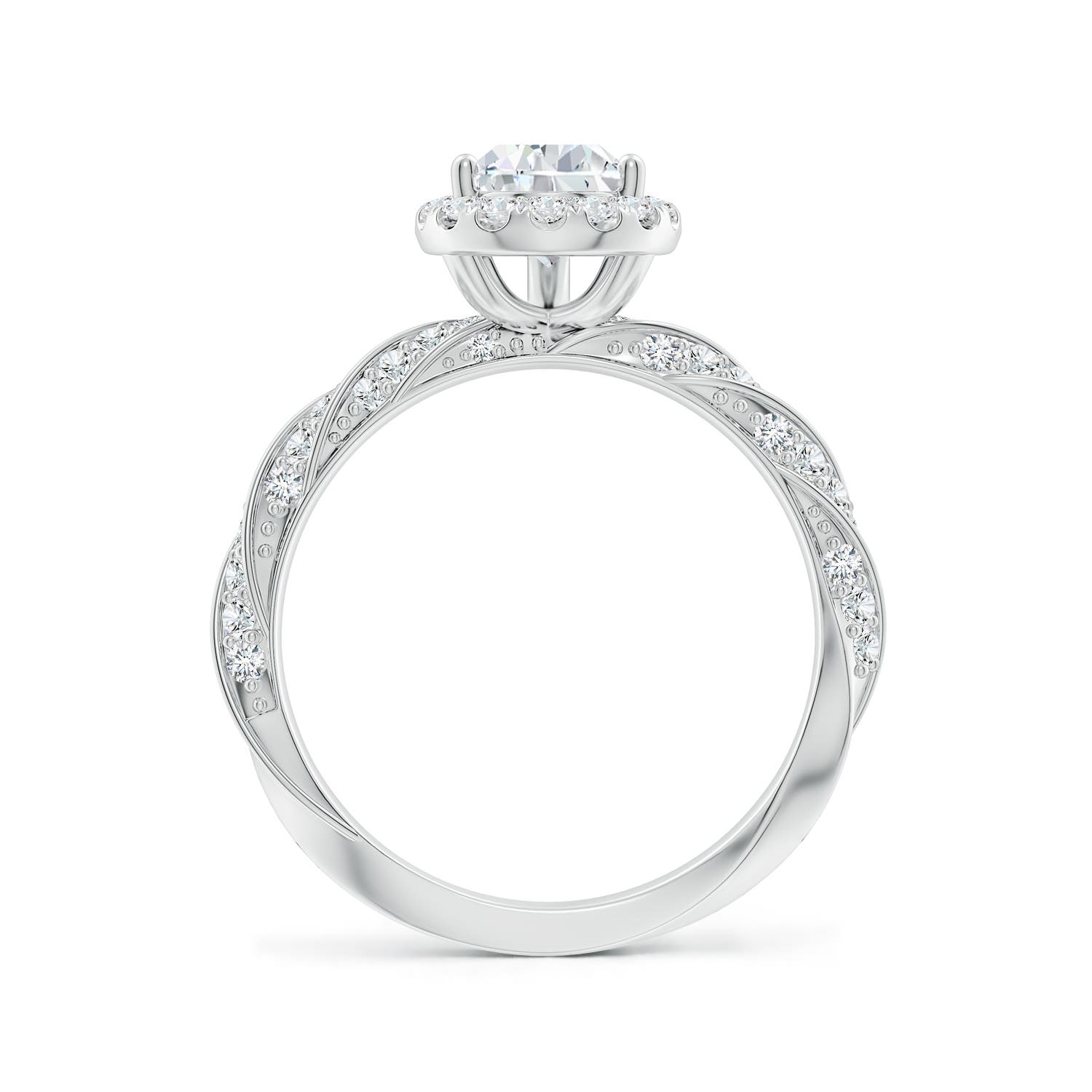 9x5.5mm FGVS Pear Lab-Grown Diamond Halo Twisted Rope Shank Engagement Ring in White Gold - side 3