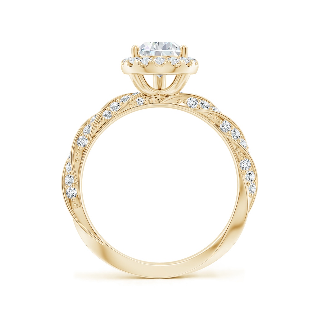 9x5.5mm FGVS Pear Lab-Grown Diamond Halo Twisted Rope Shank Engagement Ring in Yellow Gold - side 199