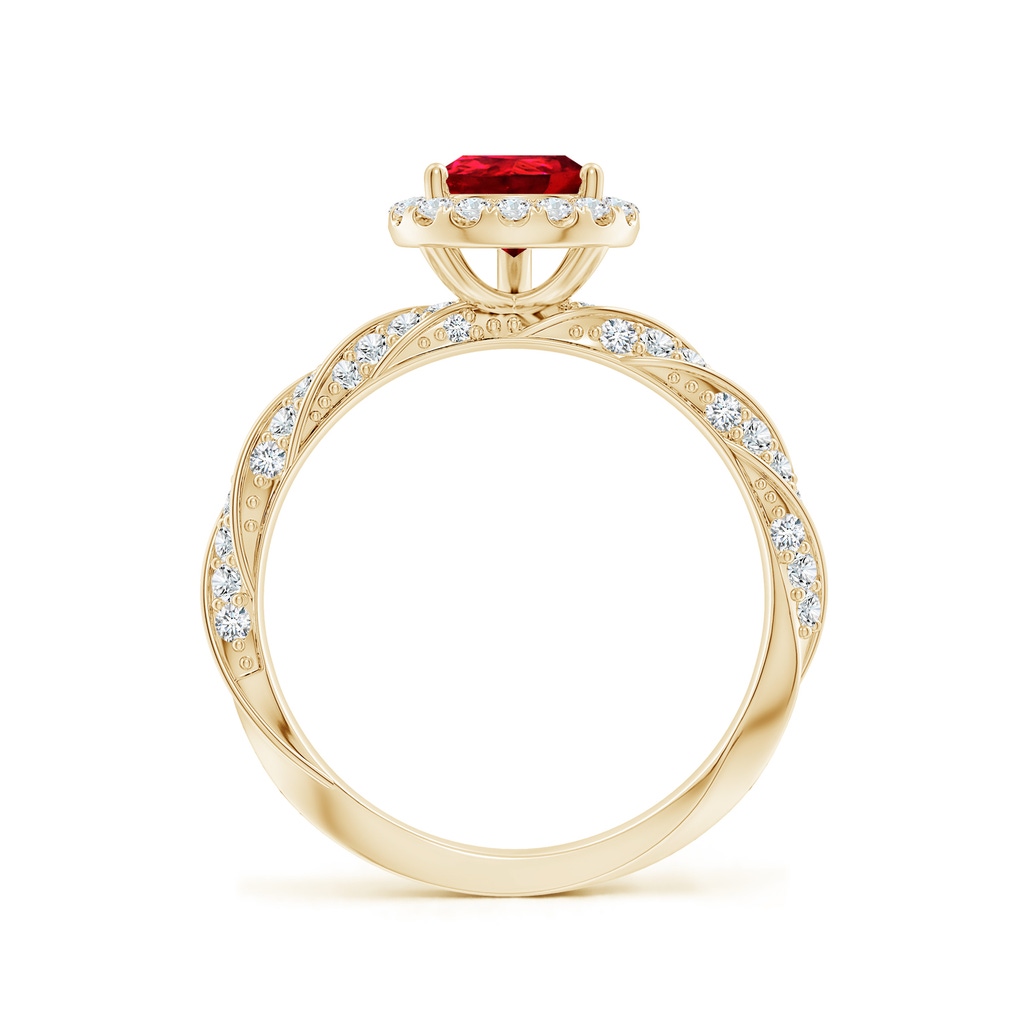 8x6mm Labgrown Pear Lab-Grown Ruby Halo Twisted Rope Shank Engagement Ring in Yellow Gold - side 199