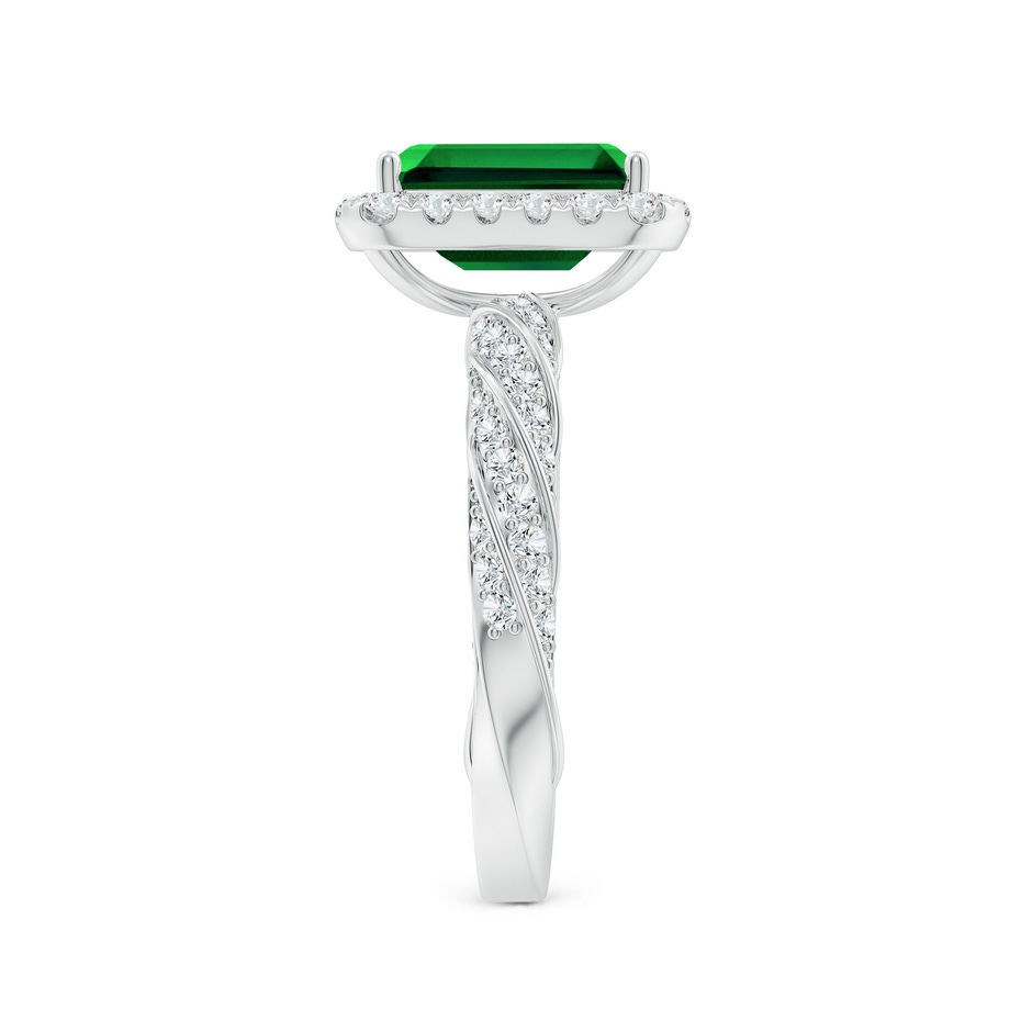 9x7mm Labgrown Emerald-Cut Lab-Grown Emerald Halo Twisted Rope Shank Engagement Ring in White Gold side 299