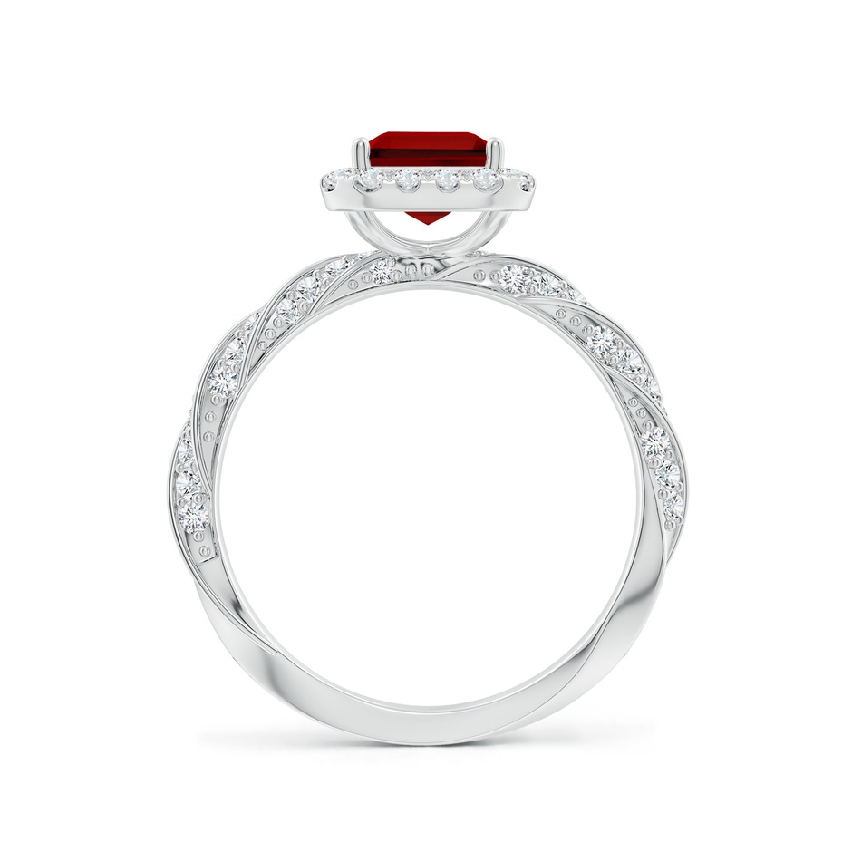 8x6mm Labgrown Emerald-Cut Lab-Grown Ruby Halo Twisted Rope Shank Engagement Ring in White Gold side 199