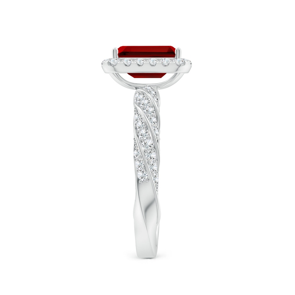 8x6mm Labgrown Emerald-Cut Lab-Grown Ruby Halo Twisted Rope Shank Engagement Ring in White Gold side 299
