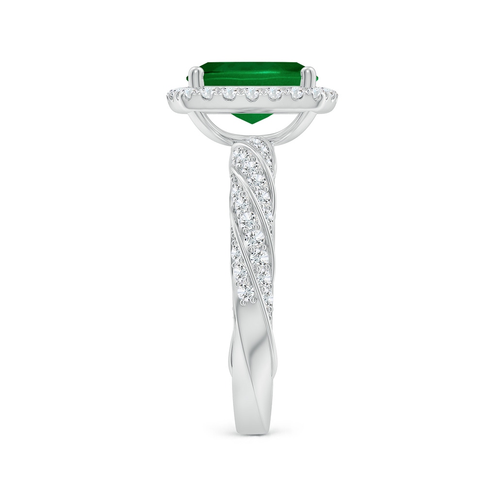 9x7mm Labgrown Cushion Rectangular Lab-Grown Emerald Halo Twisted Rope Shank Engagement Ring in White Gold Side 299