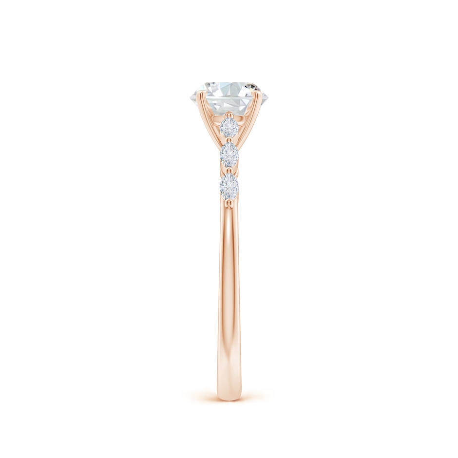 5.9mm FGVS Round Lab-Grown Diamond Engagement Ring with Marquise Accents in Rose Gold side 299
