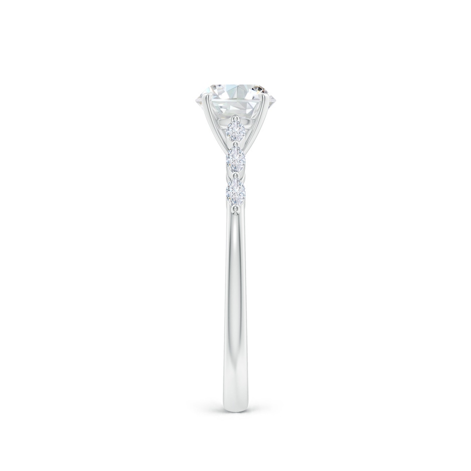 5.9mm FGVS Round Lab-Grown Diamond Engagement Ring with Marquise Accents in White Gold side 299