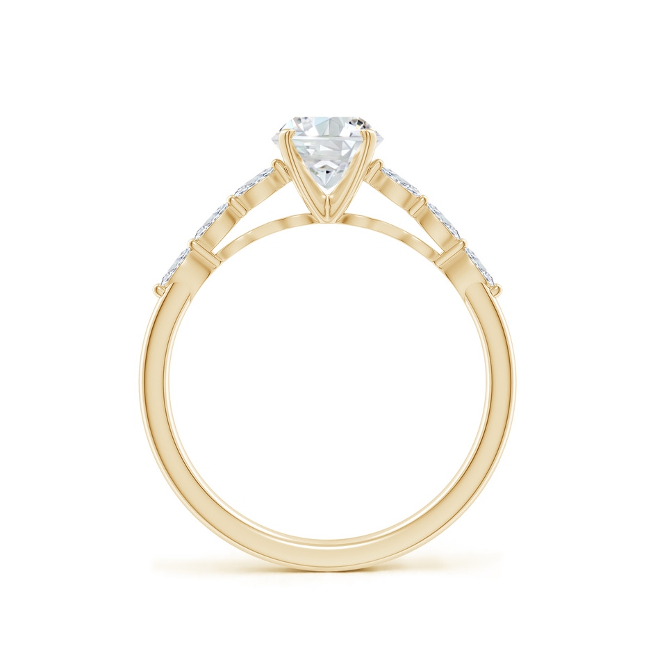 5.9mm FGVS Round Lab-Grown Diamond Engagement Ring with Marquise Accents in Yellow Gold side 199