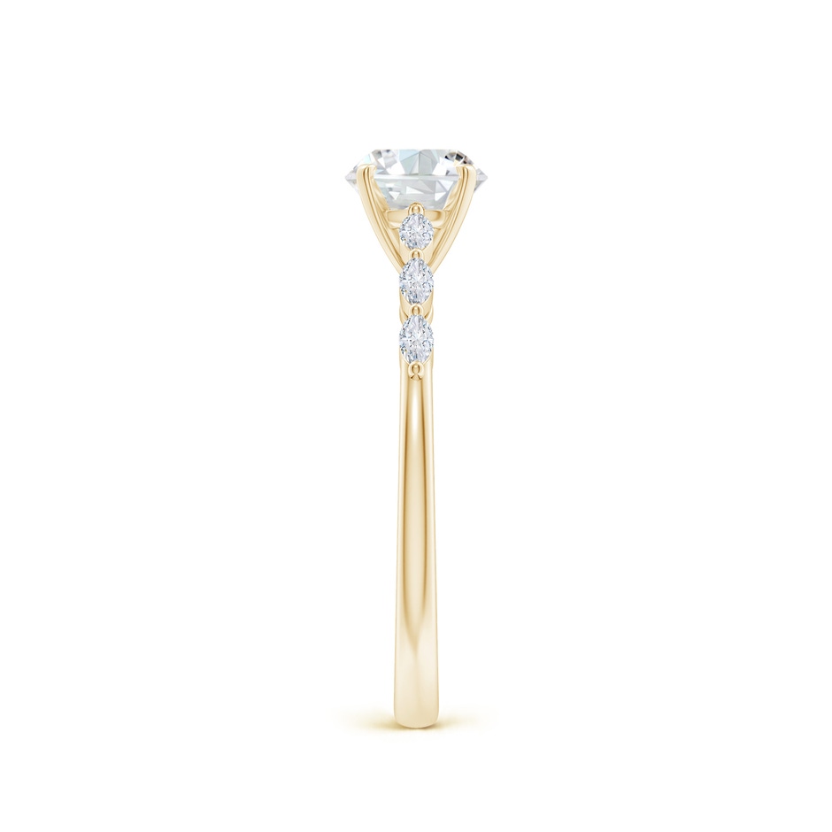 5.9mm FGVS Round Lab-Grown Diamond Engagement Ring with Marquise Accents in Yellow Gold side 299