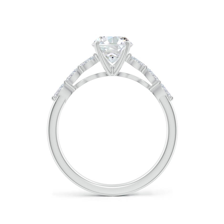 6.4mm FGVS Round Lab-Grown Diamond Engagement Ring with Marquise Accents in White Gold side 199