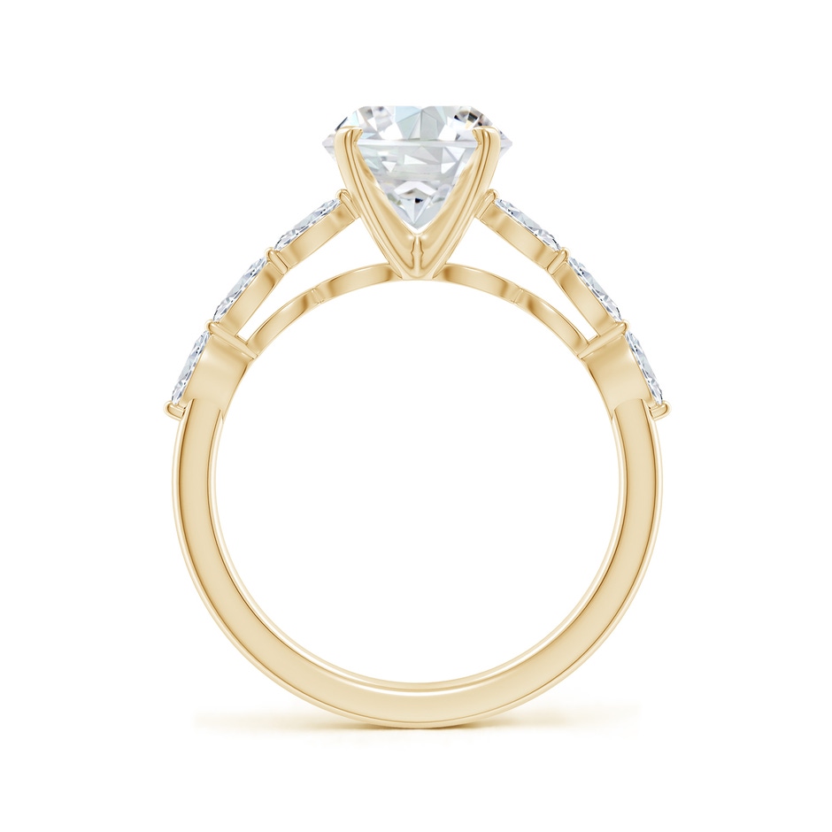 8mm FGVS Round Lab-Grown Diamond Engagement Ring with Marquise Accents in Yellow Gold side 199