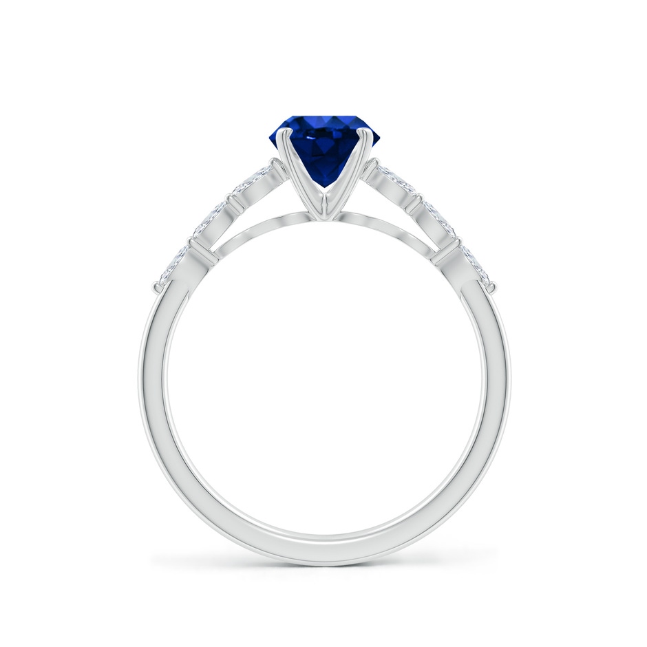 6mm Labgrown Round Lab-Grown Blue Sapphire Engagement Ring with Marquise Diamonds in White Gold side 199