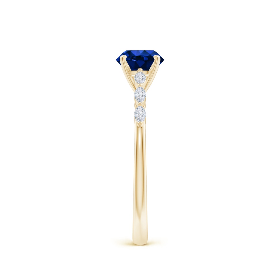 6mm Labgrown Round Lab-Grown Blue Sapphire Engagement Ring with Marquise Diamonds in Yellow Gold side 299