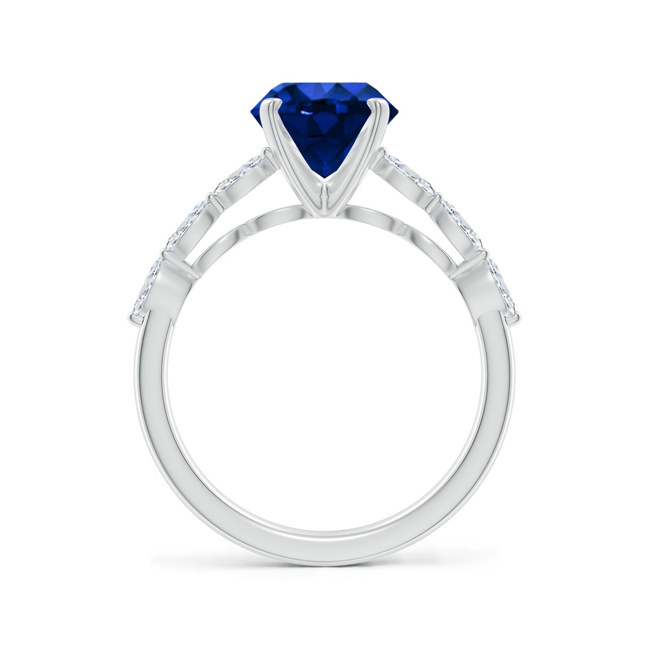 8mm Labgrown Round Lab-Grown Blue Sapphire Engagement Ring with Marquise Diamonds in P950 Platinum side 199