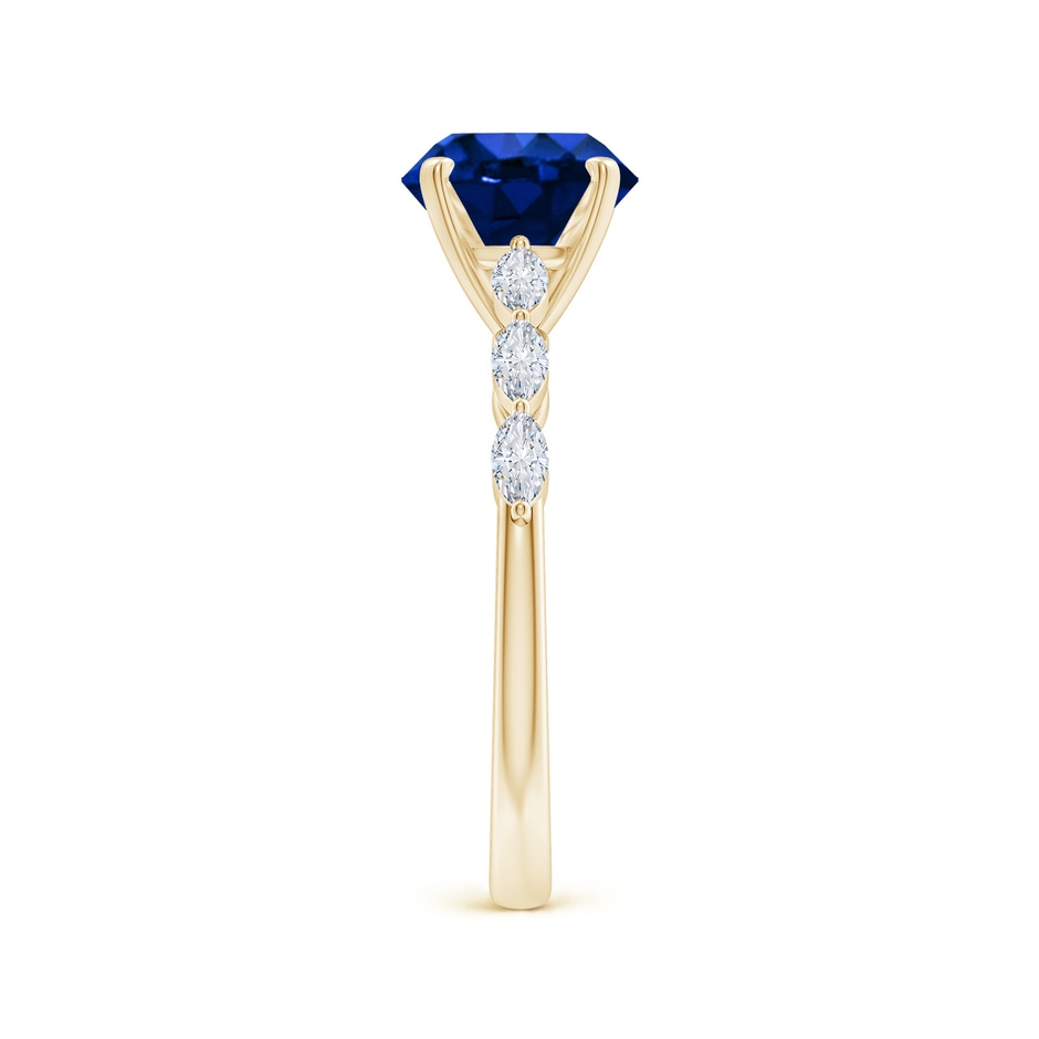 8mm Labgrown Round Lab-Grown Blue Sapphire Engagement Ring with Marquise Diamonds in Yellow Gold side 299