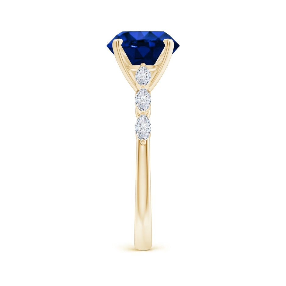 9mm Labgrown Round Lab-Grown Blue Sapphire Engagement Ring with Marquise Diamonds in 18K Yellow Gold side 299