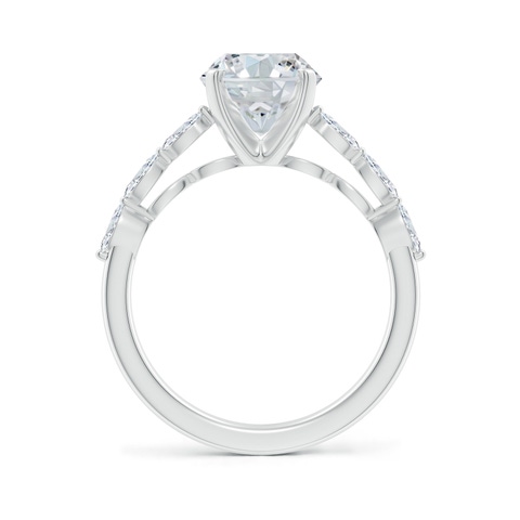 10x8mm FGVS Oval Lab-Grown Diamond Engagement Ring with Marquise Accents in 18K White Gold