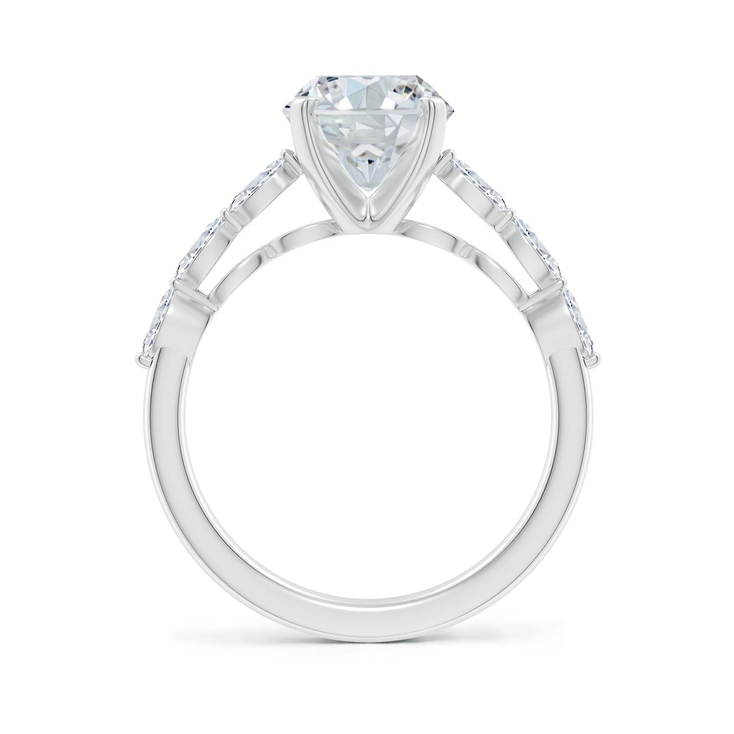 10x8mm FGVS Oval Lab-Grown Diamond Engagement Ring with Marquise Accents in White Gold