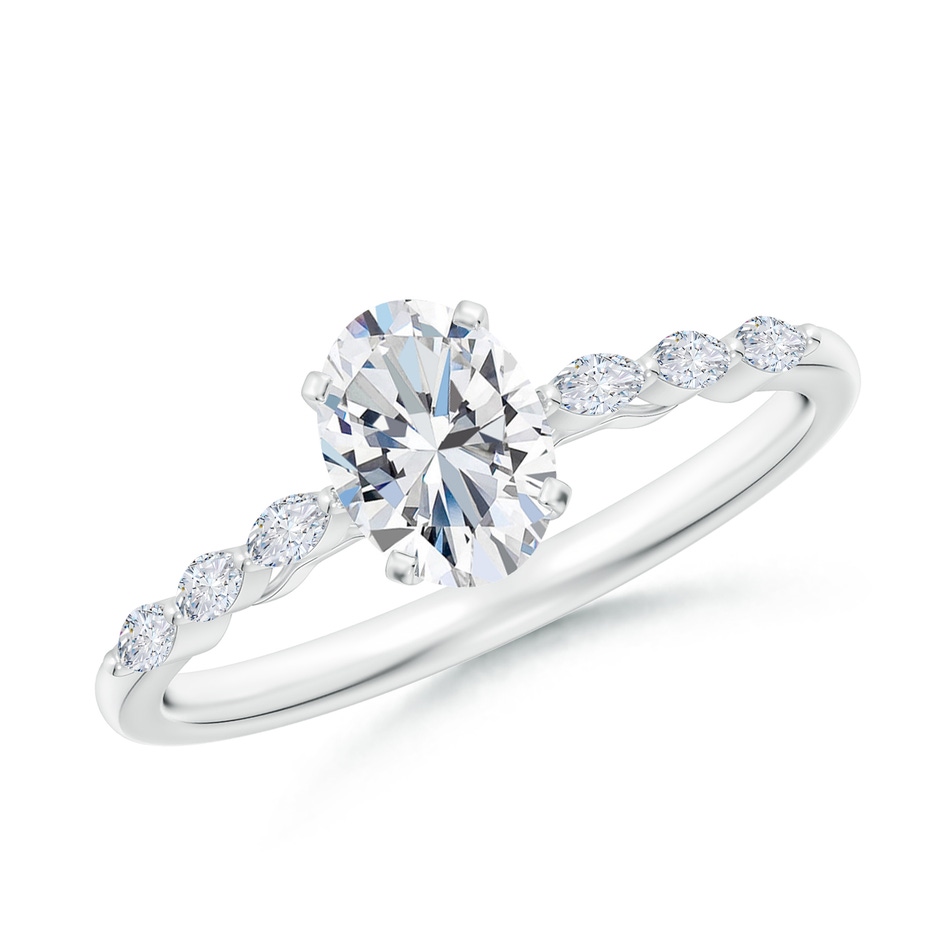 7x5mm FGVS Oval Lab-Grown Diamond Engagement Ring with Marquise Accents in P950 Platinum 