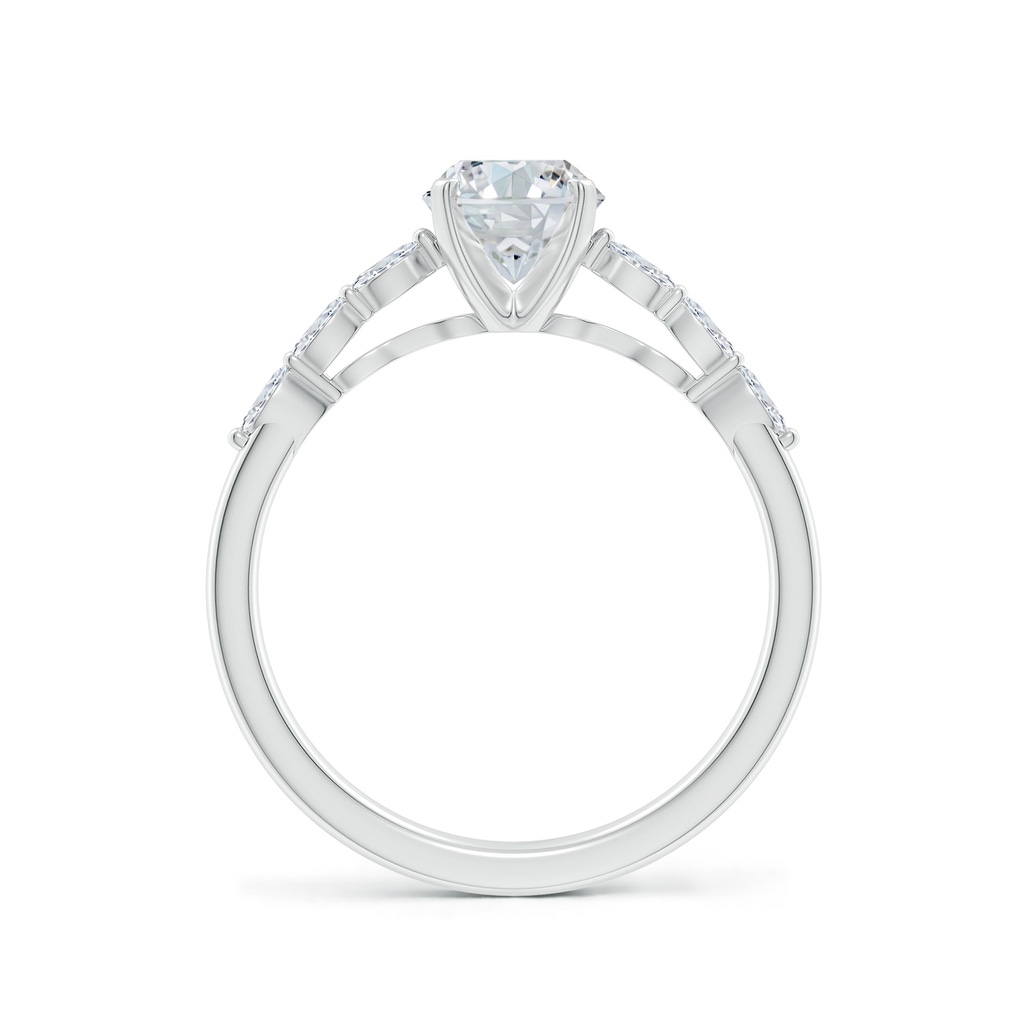 8x6mm FGVS Oval Lab-Grown Diamond Engagement Ring with Marquise Accents in 18K White Gold - side 199