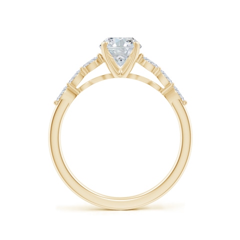 8x6mm FGVS Oval Lab-Grown Diamond Engagement Ring with Marquise Accents in 18K Yellow Gold