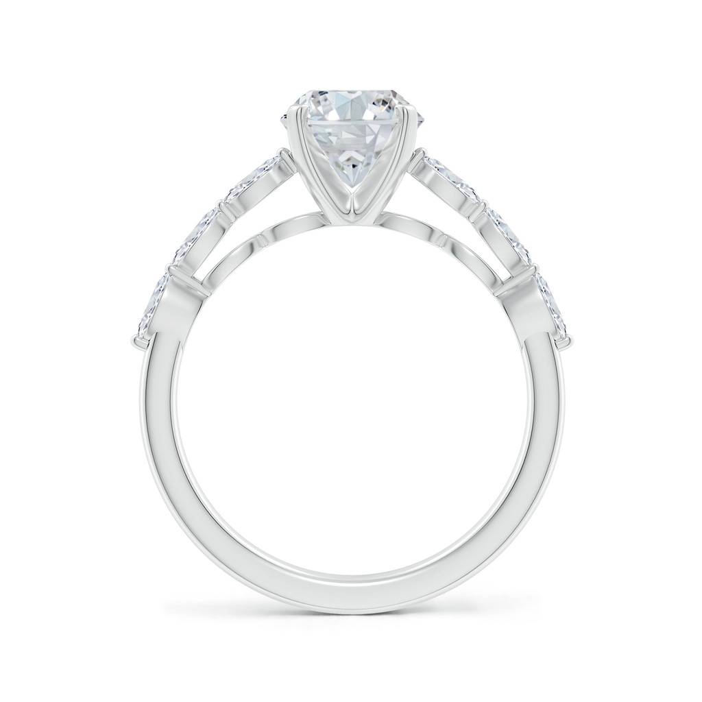 9x7mm FGVS Oval Lab-Grown Diamond Engagement Ring with Marquise Accents in White Gold - side 199