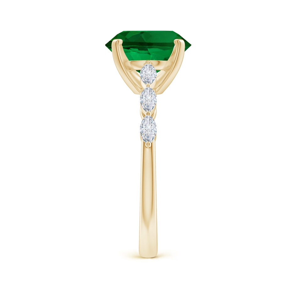 10x8mm Labgrown Oval Lab-Grown Emerald Engagement Ring with Marquise Diamonds in 18K Yellow Gold side 299