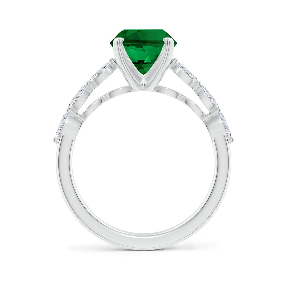 10x8mm Labgrown Oval Lab-Grown Emerald Engagement Ring with Marquise Diamonds in P950 Platinum side 199