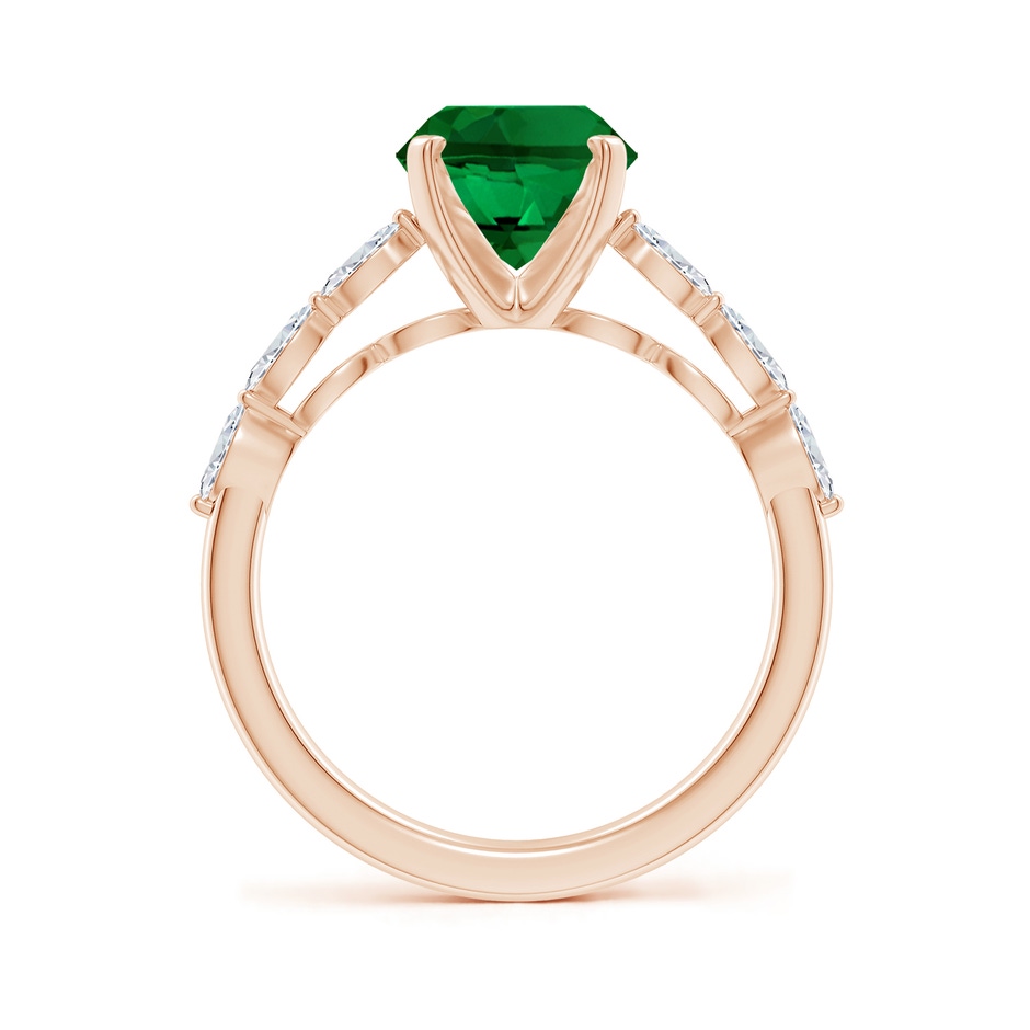 10x8mm Labgrown Oval Lab-Grown Emerald Engagement Ring with Marquise Diamonds in Rose Gold side 199