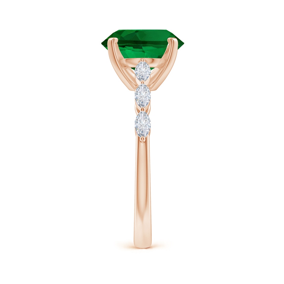 10x8mm Labgrown Oval Lab-Grown Emerald Engagement Ring with Marquise Diamonds in Rose Gold side 299