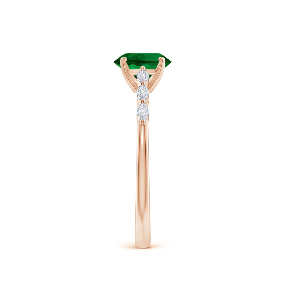 7x5mm Labgrown Oval Lab-Grown Emerald Engagement Ring with Marquise Diamonds in Rose Gold side 299