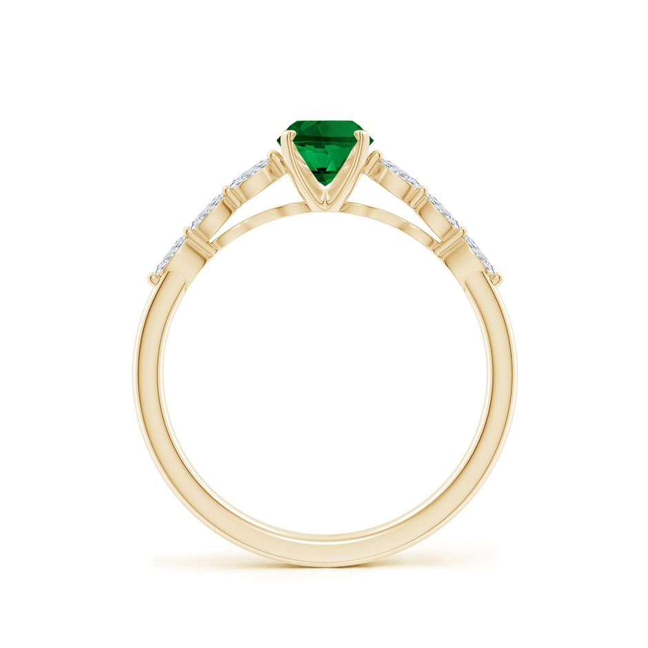 7x5mm Labgrown Oval Lab-Grown Emerald Engagement Ring with Marquise Diamonds in Yellow Gold side 199