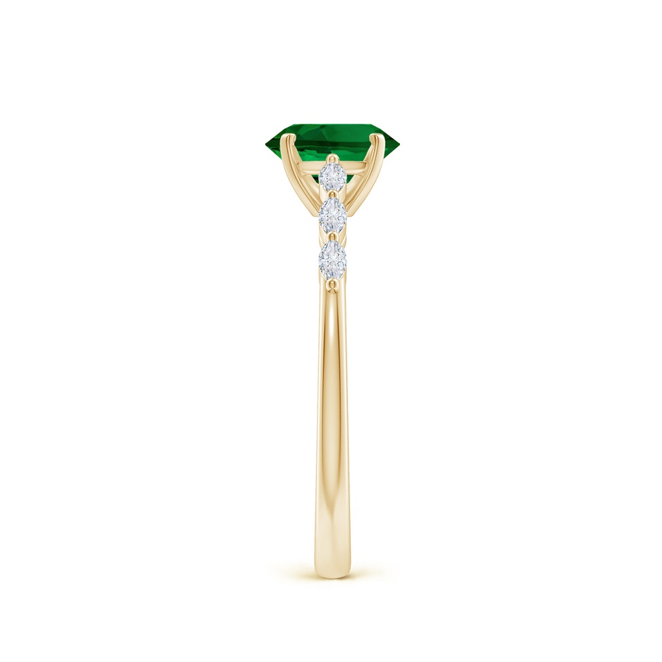 7x5mm Labgrown Oval Lab-Grown Emerald Engagement Ring with Marquise Diamonds in Yellow Gold side 299