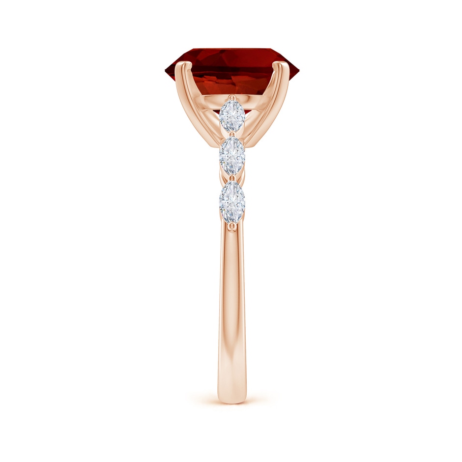 10x8mm Labgrown Oval Lab-Grown Ruby Engagement Ring with Marquise Diamonds in Rose Gold side 299
