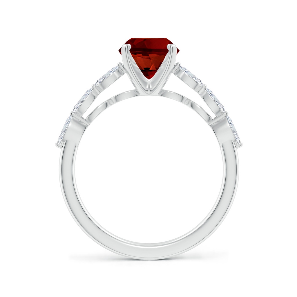9x7mm Labgrown Oval Lab-Grown Ruby Engagement Ring with Marquise Diamonds in White Gold - side 199