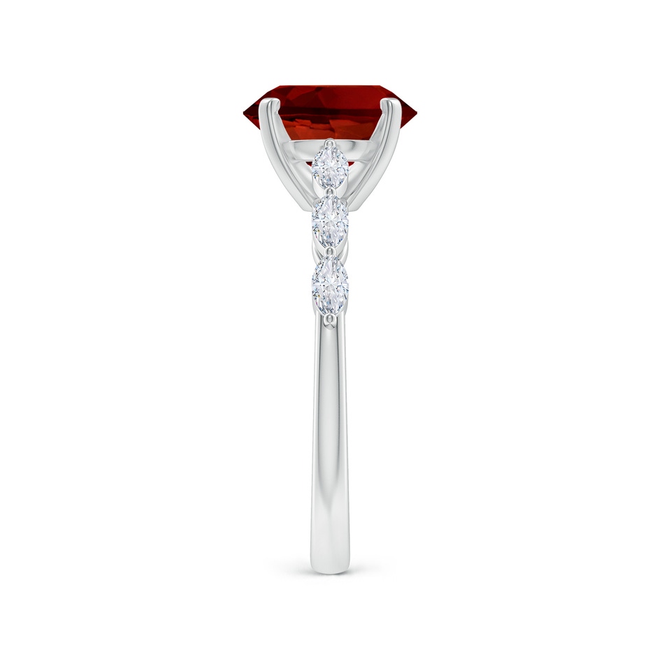 9x7mm Labgrown Oval Lab-Grown Ruby Engagement Ring with Marquise Diamonds in White Gold side 299