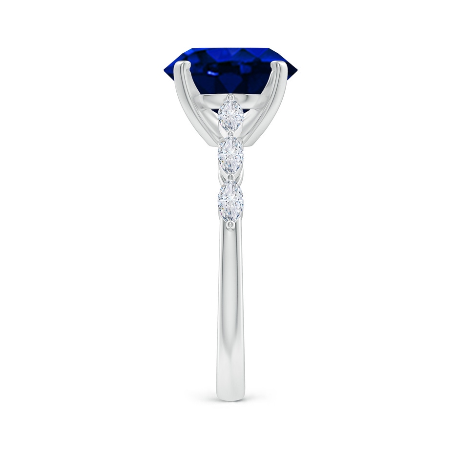 10x8mm Labgrown Oval Lab-Grown Blue Sapphire Engagement Ring with Marquise Diamonds in White Gold side 299