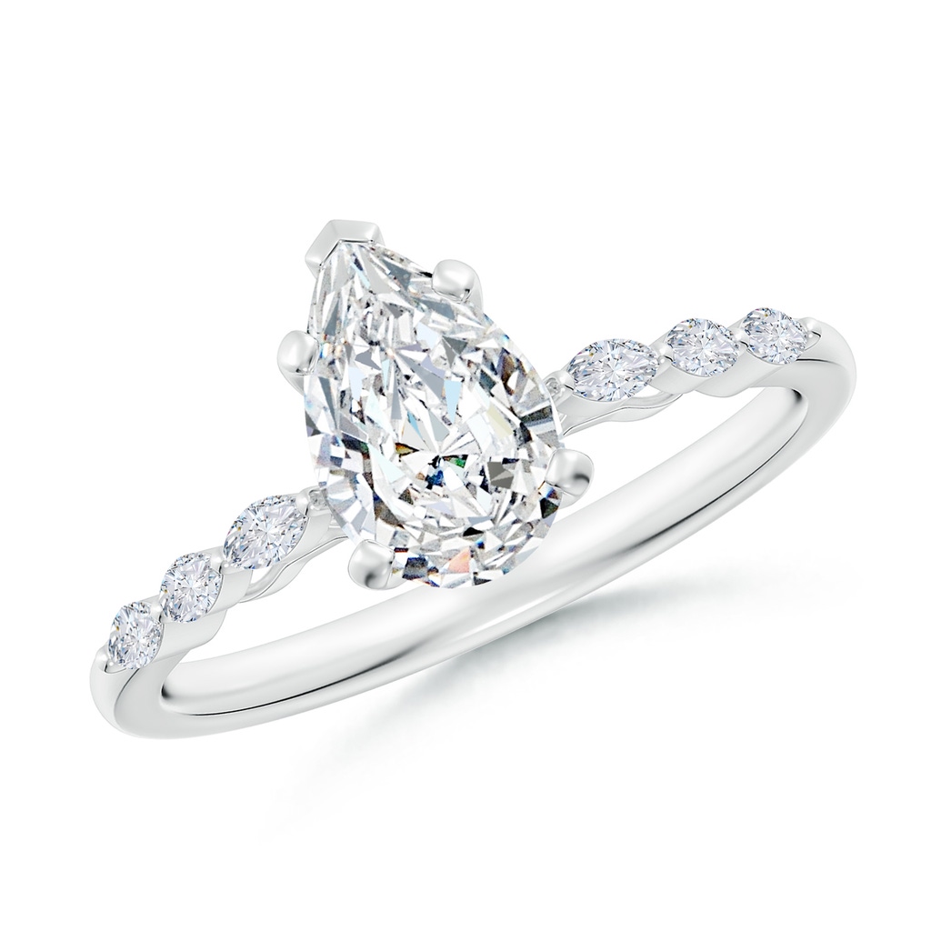 9x5.5mm FGVS Pear Lab-Grown Diamond Engagement Ring with Marquise Accents in P950 Platinum