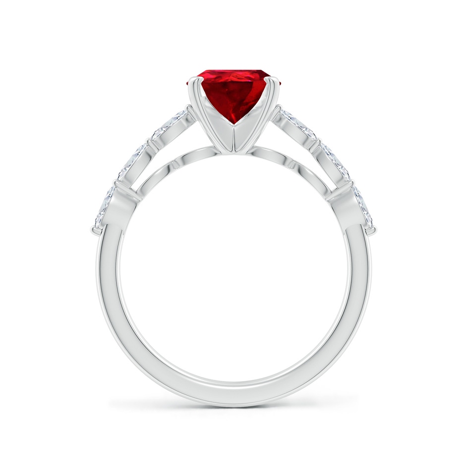 9x7mm Labgrown Pear Lab-Grown Ruby Engagement Ring with Marquise Diamonds in White Gold side 199