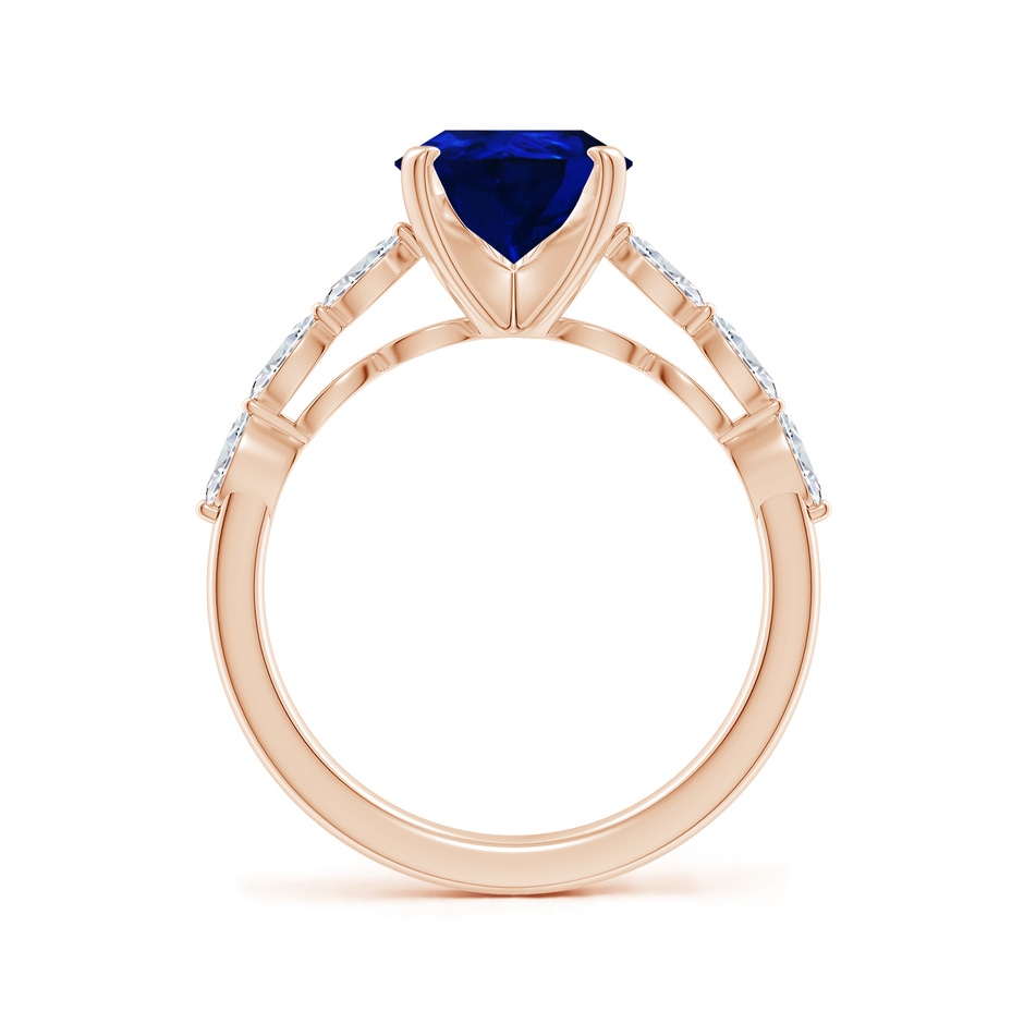 10x8mm Labgrown Pear Lab-Grown Blue Sapphire Engagement Ring with Marquise Diamonds in 18K Rose Gold side 199