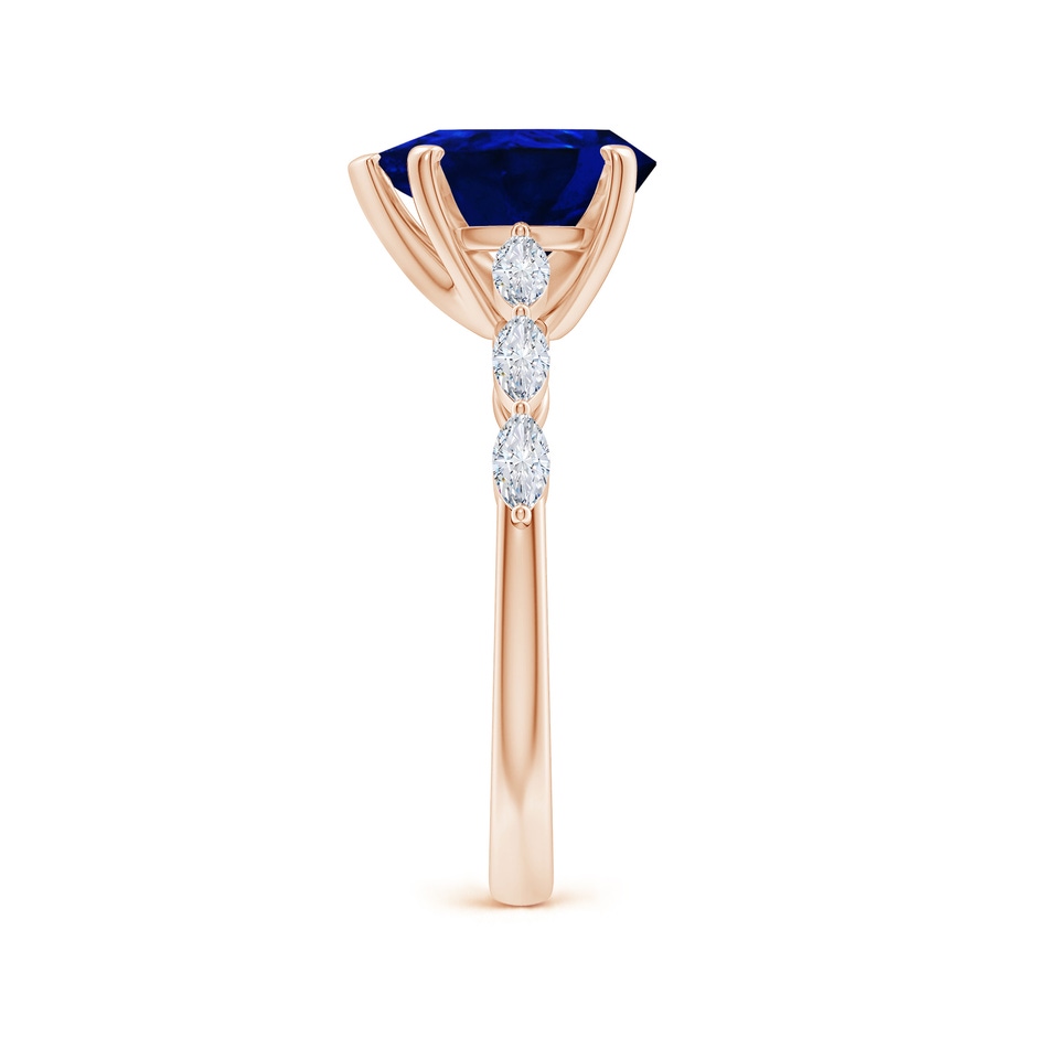 10x8mm Labgrown Pear Lab-Grown Blue Sapphire Engagement Ring with Marquise Diamonds in 18K Rose Gold side 299