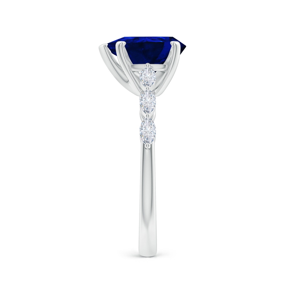 10x8mm Labgrown Pear Lab-Grown Blue Sapphire Engagement Ring with Marquise Diamonds in P950 Platinum side 299