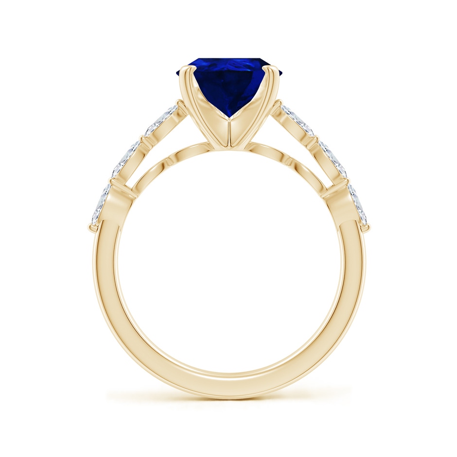 10x8mm Labgrown Pear Lab-Grown Blue Sapphire Engagement Ring with Marquise Diamonds in Yellow Gold side 199