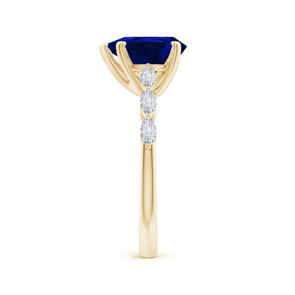 10x8mm Labgrown Pear Lab-Grown Blue Sapphire Engagement Ring with Marquise Diamonds in Yellow Gold side 299